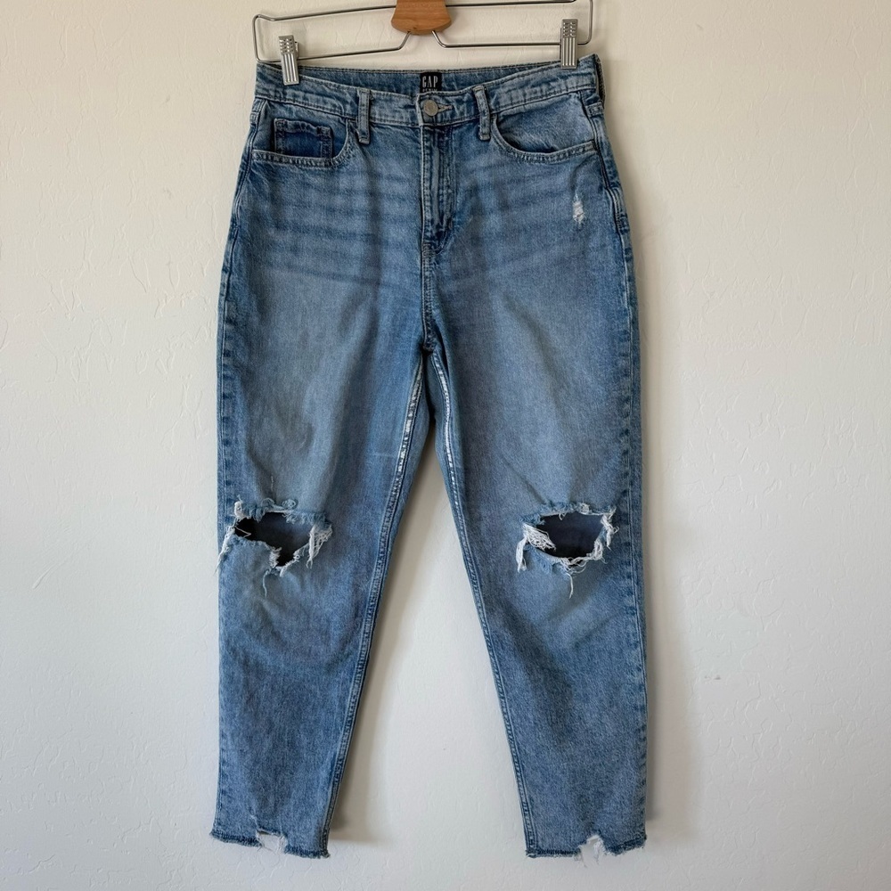 Gap Denim Girls Boho Medium Wash Distressed Mom Jeans Size 18